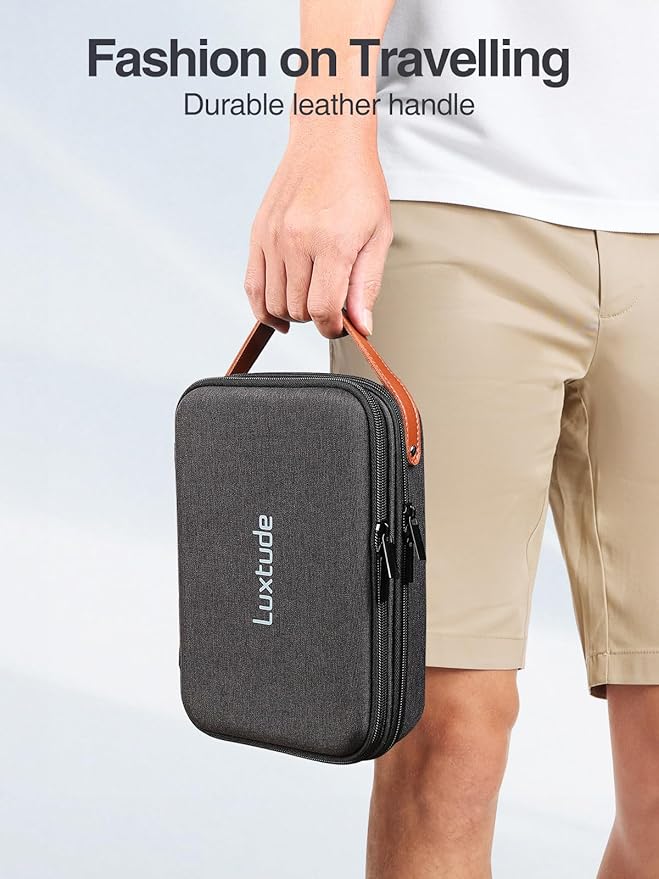 Luxtude Electronics Organizer Travel Case, Portable Tech Organizers Travel Case, Hard Cases for Electronics, Sturdy Charger Bag, Waterproof Tech Bag for Charger/Mouse/Hard Drive, Christmas Gifts