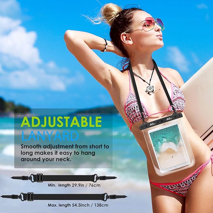 MoKo Waterproof Tablet Case, Tablet Pouch Dry Bag Compatible with iPad 10th, iPad 9/9.7/10.2, iPad Mini 6/5/4/3, iPad Air 5/4, Air 3 10.5, iPad Pro 11 2022, Galaxy Tab S6/S7, Tab A 9.7, Up to 12"
