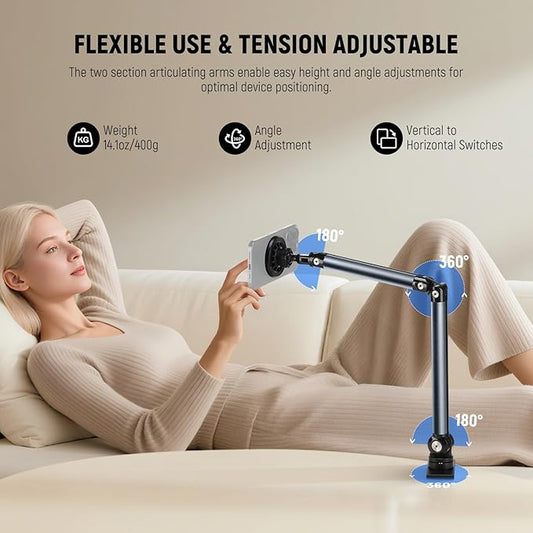 NEEWER Basics Magnetic Cell Phone Holder Stand for Desk & Bed, Tension Adjustable Overhead Desk Mount Compatible with MagSafe iPhone 16 15 Pro Max Plus 14 13 12 for Video Recording Filming, PA089