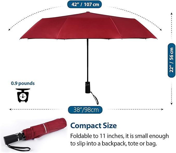 SY COMPACT Travel Umbrella - Windproof Automatic Compact Umbrella, Lightweight Waterproof Design for Backpack, Car & Purse