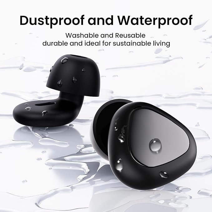 Ear Plugs for Sleeping Noise Cancelling, 45dB Reusable Silicone Earplugs with 6 Eartips and Carry Case, Ear Plugs for Concert & Hearing Protection, Sleep, Travel, Focus & Noise Reduction, Black