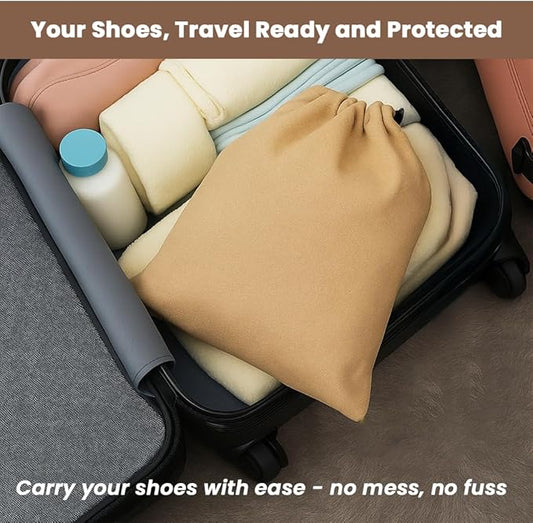 LFH Cotton Rich Shoe Storage Bags with Drawstring, Dustproof Breathable Reusable Organizer, Perfect For Travel, Dorm, Hotel, College, Gym, Easy to Carry, Machine Washable 12"x17" (Pack of 2) - Beige