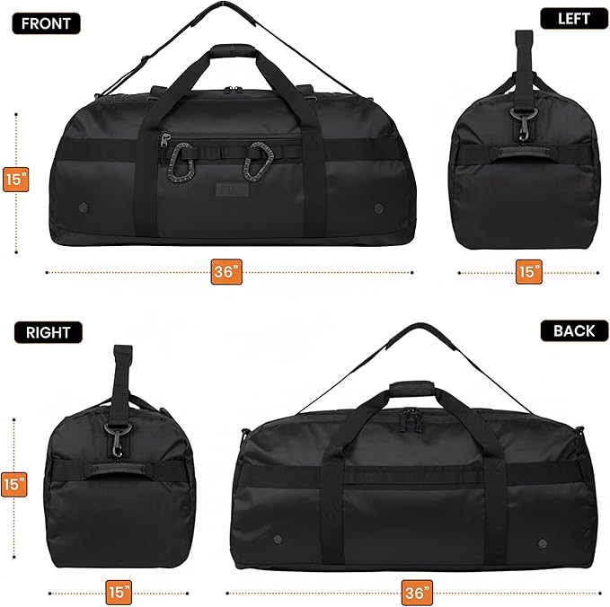 Fitdom 132L 36" Heavy Duty Extra Large Sports Gym Equipment Travel Duffel Bag W/Adjustable Shoulder & Compression Straps. Perfect for Soccer Baseball Basketball Hockey Football Team Coaches & More
