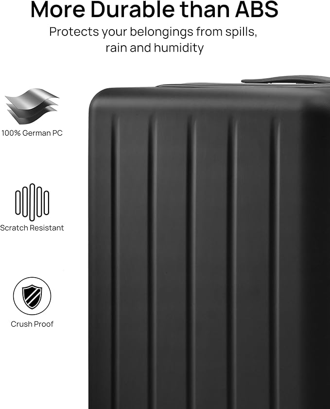 NINETYGO Carry On Suitcase, 20 Inch Carry-On Luggage with Double Spinner Wheels, Dry Wet Separate, PC Hard Case Suitcase, Lightweight Travel Luggage, TSA Approved (Black, Danube)