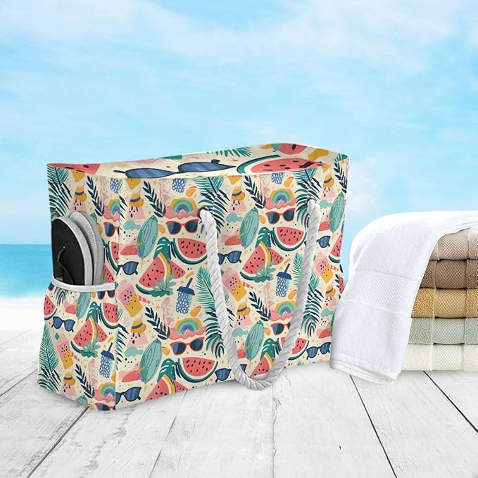 senya Large Beach Shoulder Bags Canvas Tote Water Resistant for Gym Travel Daily