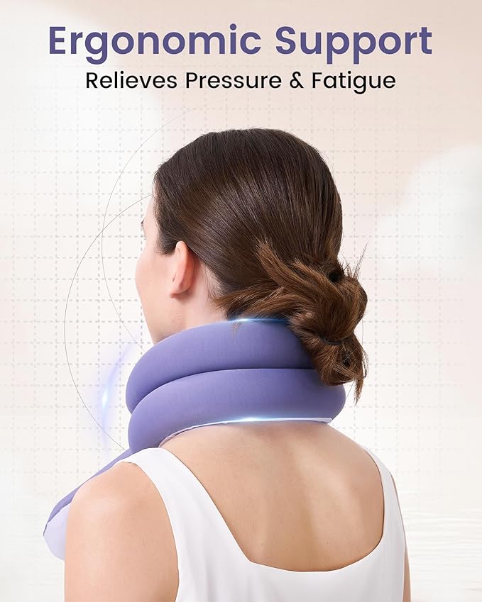 Travel Pillow, Neck Pillow – Ergonomic Memory Foam Pillow for Airplane, Adjustable & Ultra-Lightweight with Dual-Sided Fabric for Flight, Car, and Office Use, Purple