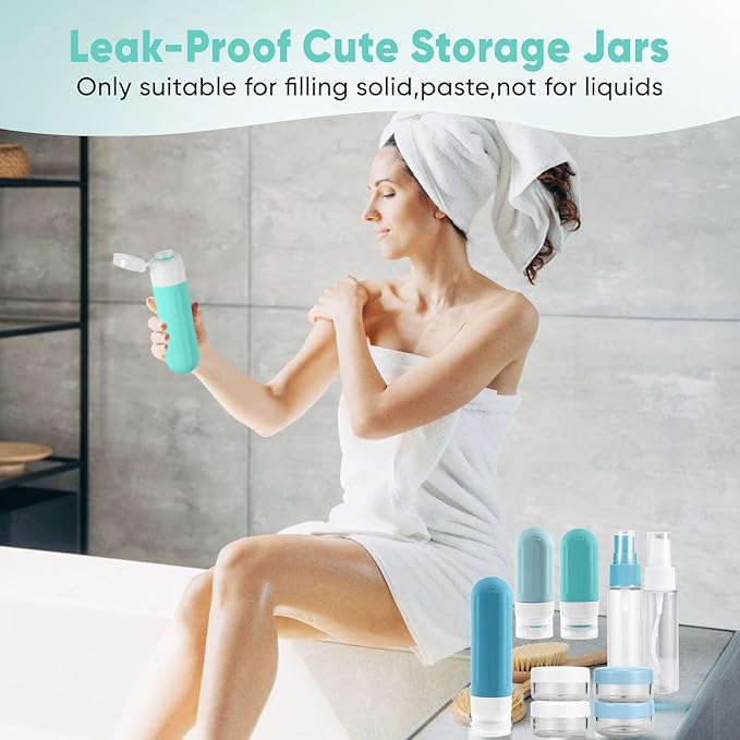 Landisun Travel Size Toiletries Essentials Bottles 18Pack Containers Travel-Essentials Leak Proof (Blue)