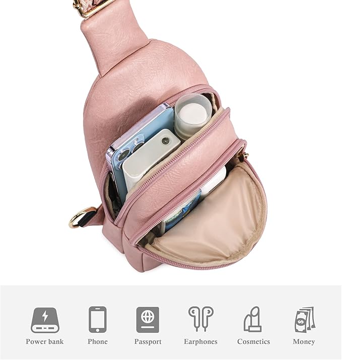 INICAT Crossbody Sling Bags Fanny Packs Valentine's Day Gifts Vegan Leather Travel Vacation Essentials Purses Women
