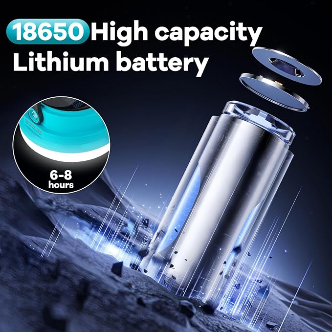 Solar Camping Lantern Rechargeable, 2-in-1 10000mAh Rechargeable Camping Light and Phone Charger for Hiking,Travel - Emergency Hanging Light for Hurricane, Power Outage, 200W, Blue