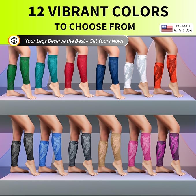 BLITZU Calf Compression Sleeve for Men & Women Footless Compression Socks Support Runners Leg Sleeve Shin Splints Pain Relief