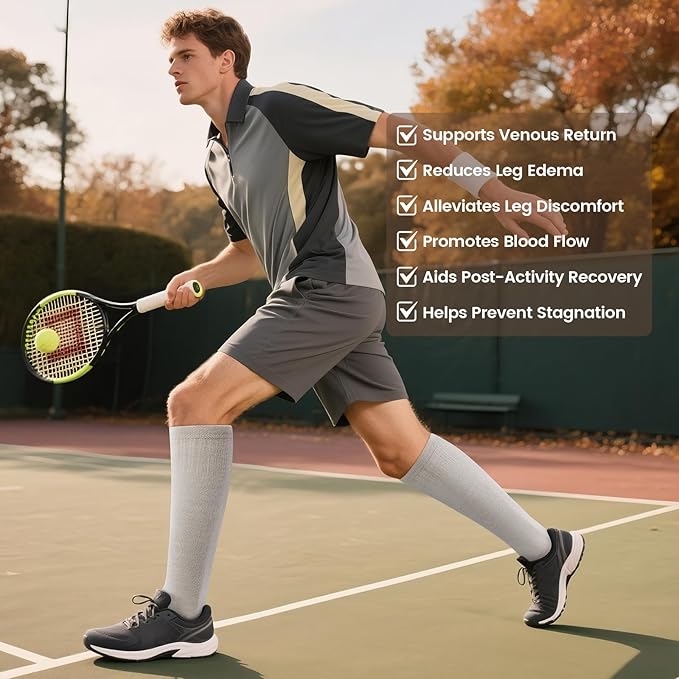 LEVSOX Thick Merino Wool Compression Socks for Women and Men 20-30mmHg Knee High Support Socks for Flying Nurses Pregnancy