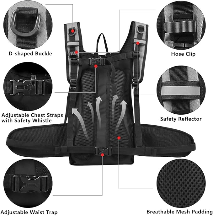 Insulated Hydration Pack Backpack with 3L BPA Free Leak-Proof Water Bladder, Keep Liquids Cool for Up to 5 Hours, Daypack for Hiking, Running, Cycling, Hunting, Climbing