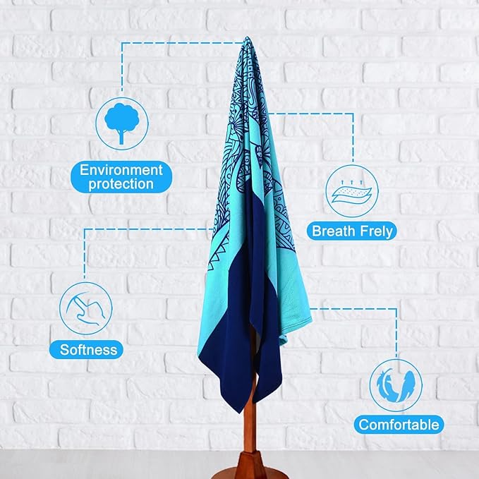 Genovega 2 Packs Oversized Beach Towel Terry 36 x 72 in Clearance Soft Towels Large Big Pool Camping Swim Bath Travel Essentials Accessories Haves Vacation Necessities Adults Gifts Deep Blue Sharks