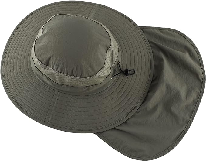 Home Prefer Outdoor UPF50+ Mesh Sun Hat Wide Brim Fishing Hat with Neck Flap Sun Hat for Men Women