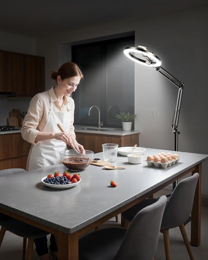 Ring Light with Stand Tripod for iPhone – Evershop 10” Overhead Camera Mount, 70.8” Tall Adjustable Selfie Light with Phone Holder for Video Recording, Photography, Streaming, TikTok, YouTube