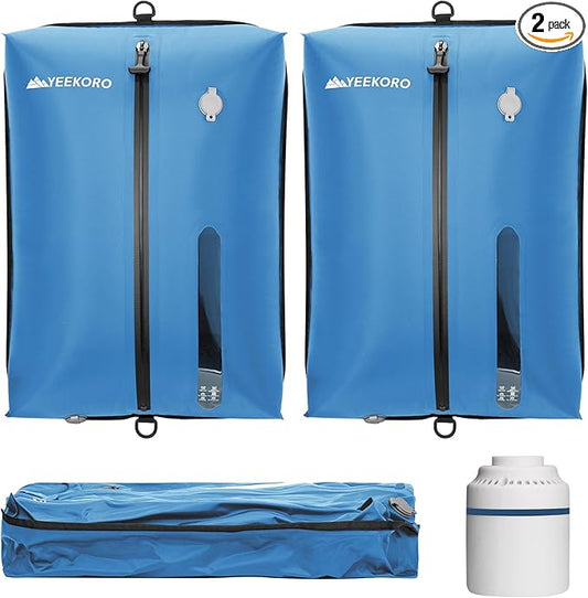 Vacuum Bag for Travel, Professional IPX8 Waterproof Reusable Vacuum Compression Bags for Travel Suitcases, Durable Space Saver Bag(2 PACK,With Pump)