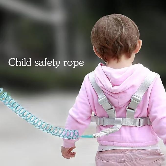 Toddler Harness Leash, 2-in-1 Anti Lost Leash with Safety Lock & Adjustable Wrist Link, 6.6ft Rein for Kids 1-3 Years, Baby Security Harness for Crowded Places, Travel, Shopping (Pink)