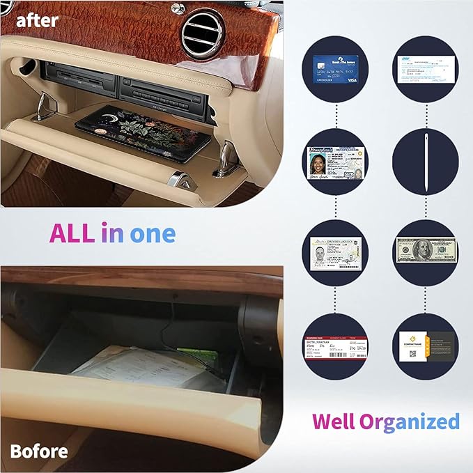 Car Registration and Insurance Holder,Leather Insurance License and Registration Card Holder for Car Glove Box, Auto Truck Document Holder Organizer for Men Women-Flowers Plants Moon Night