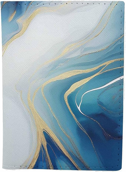 Marble Passport Holder for Travel Luxury Abstract Fluid Art Painting PU Leather Passport Cover Wallet Cute Passport Card Holder for Women and Men