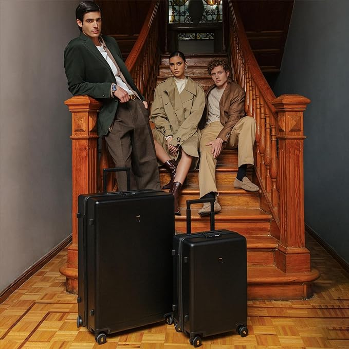 LEVEL8 Luggage Sets 2 Piece, 20/28 inch Hardshell Suitcases Sets, Lightweight Luminous Textured Hardside with Spinner Wheels, Tsa Lock, 2-Piece Set (20/28), Black