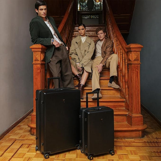 LEVEL8 Luggage Sets 2 Piece, 20/28 inch Hardshell Suitcases Sets, Lightweight Luminous Textured Hardside with Spinner Wheels, Tsa Lock, 2-Piece Set (20/28), Black