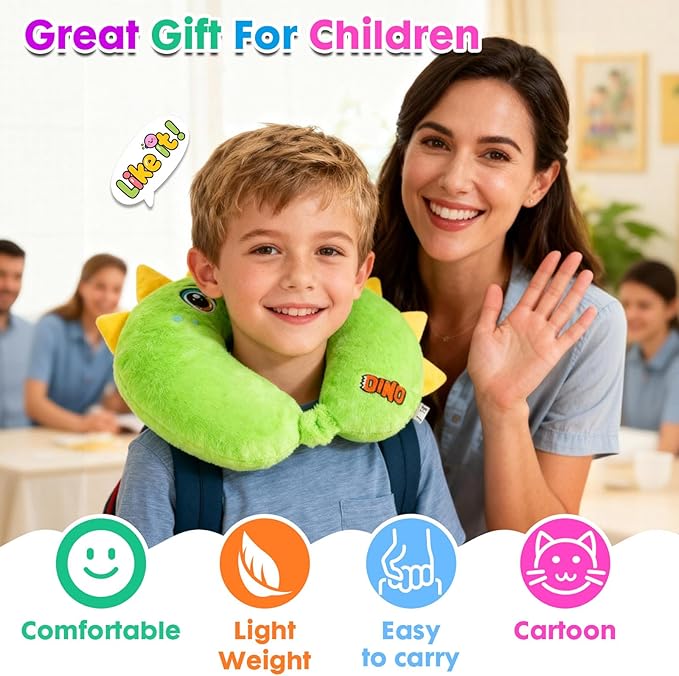 Travel Neck Pillow for Kids Adult Cute Soft Plush Memory Foam Airplane Neck Pillow for Traveling Animal Flight Pillow Head Rest Neck Support for Cars Long Flights