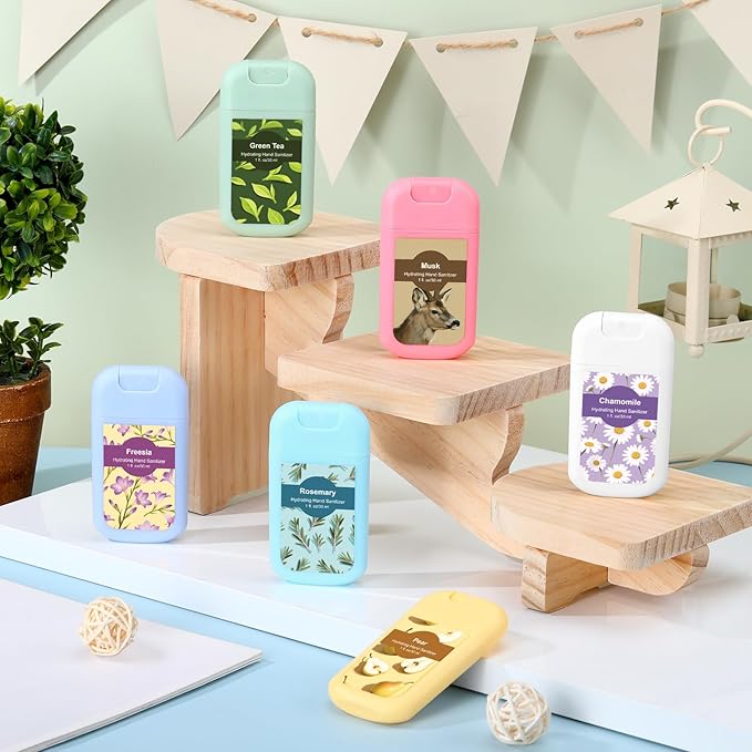 24 Pack Cute Hand Sanitizer Spray Bulk Scented Hydrating Hand Sanitizers Travel Size Refillable Power Mist Pocket Portable for Travel Dinner Party Gym Partner Colleague Family Gifts