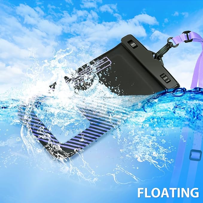 Floating Waterproof Phone Pouches Bags, IPX8 Floatable Cell Phone Water Protectors Cases 2 Pack w/Adjustable Neck Lanyard, for iPhone 15 14 13 Pro Max 12 11, for Galaxy S24 S23 Ultra 7"