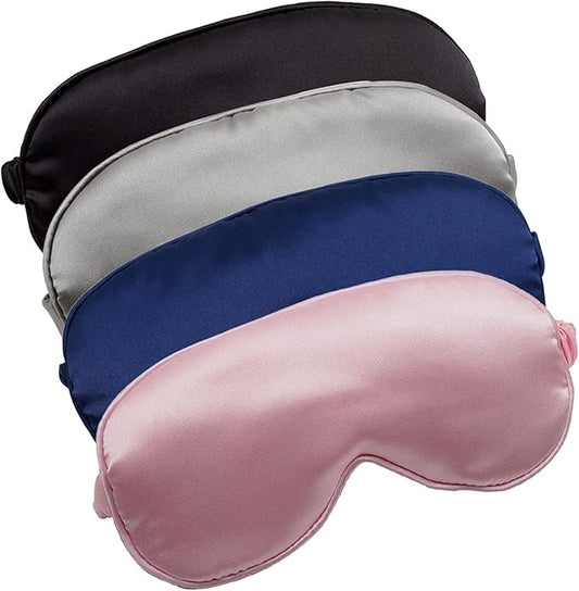 Sleep Masks 4 Pack Silky Eye Cover Soft Satin Blindfold Elastic Strap Night Eye Shade for Women Men
