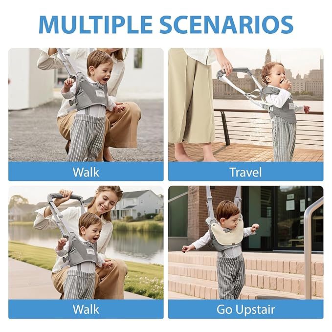 Baby Walking Harness-Handheld Assistant Belt- Toddler Infant Walking Aid for Trainer & Support 7-24 Month Old (summer-Gray-1817)