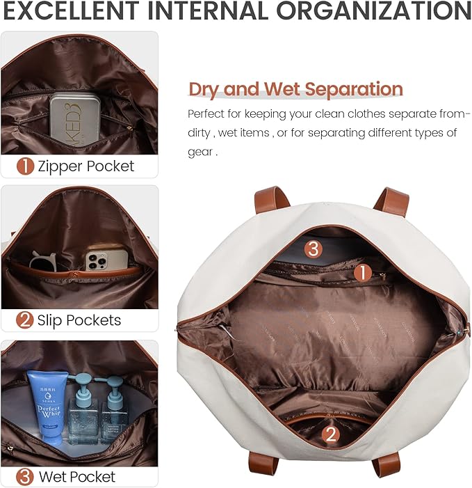 LOVEVOOK Weekender Bag, Large Travel Duffel Bag for Women with 2 Packing Cubes, Carry on Overnight Bag with Shoe Compartment, Mom Hospital Bags for Labor and Delivery