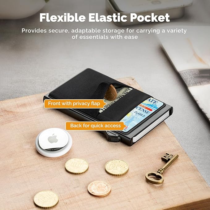 YESIIW Credit Card Holder Wallet for Men RFID Blocking Slim Minimalist Metal Wallet with Money Pocket Contactless Card Protector
