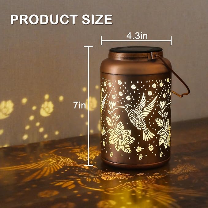 Christmas Gifts for Women Men Mom, Hummingbird Solar Lights Outdoor Waterproof, Mothers Day Gifts Decorations Outside for Yard, Lawn, Balcony Garden Decor Solar Lantern