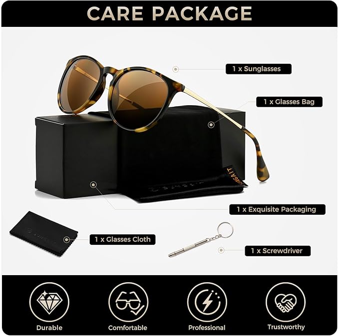 SUNGAIT Premium Vintage Round Sunglasses for Women Men Classic Retro Trendy Style