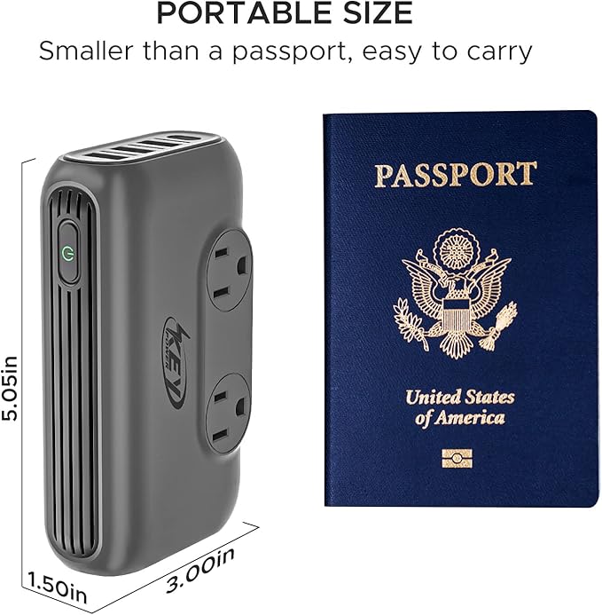 220V to 110V Converter, Key Power 230-Watt Step Down Voltage Converter & Power Converter, International Travel Power Adapter with USB C Port 18W.