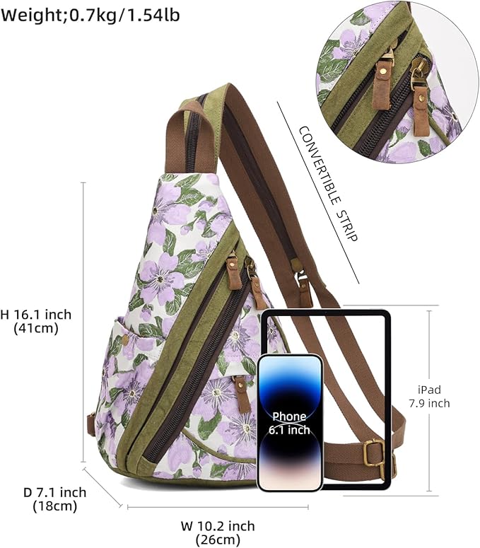 KL928 Canvas Sling Bag - Small Crossbody Backpack Shoulder Casual Daypack Rucksack for Men Women