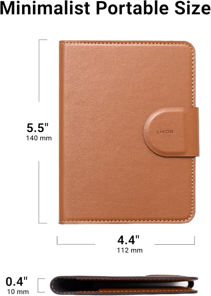 LHiDS Leatherette Passport Holder with RFID Protection, Premium PU Leather, Snap Button Closure, Travel Passport Wallet Cover for Passport, Boarding Passes, Business Cards, Cash (Classic Brown)