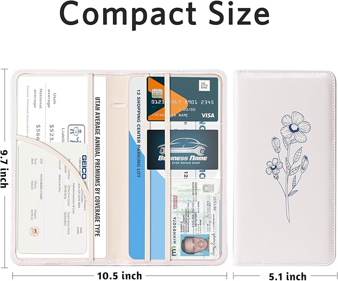 CoBak Car Registration and Insurance Holder - Vehicle Glove Box Car Organizer,Auto Truck Comparment Accessories Case with Magnetic Closure for Essential Document,Driver License,Cards