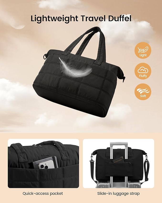 LOVEVOOK Quilted Duffle Bag for Travel,36L Gym Bag for Women with Wet Pocket,Water Resistant Weekender Overnight Bag Tote Bag for Women with Laptop Compartment(Malachite Green)