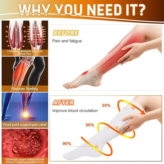 Graduated Compression Socks for Women&Men 20-30mmhg Knee High Socks Travel Hiking Running Stocking