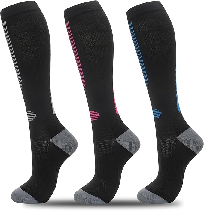fenglaoda Compression Socks for Women Men 3 Pairs Graduated Compression Support Circulation Socks for Nurses