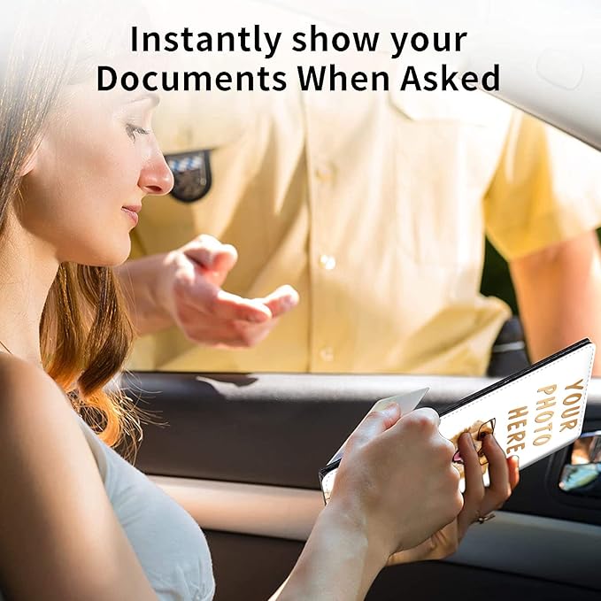 Customized Registration & Insurance Holder, Leather Car Glove Box Organizer, Cool Accessories for ID, Driver's License & Essential Documents, Business Cards - Men & Women