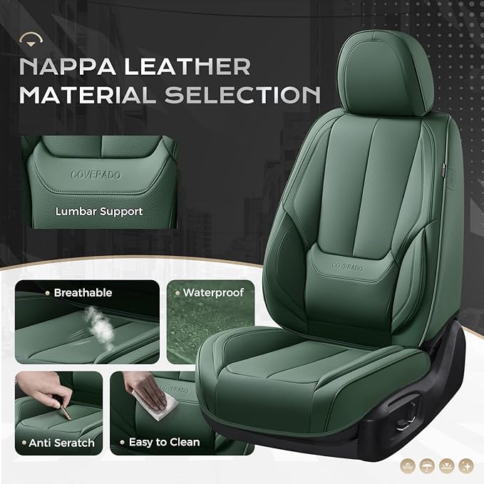 Coverado Seat Covers, Car Seat Covers Front Seats, Car Seat Cover, Car Seat Protector Waterproof, Car Seat Cushion Nappa Leather, Seat Covers Carseat Cover Universal Fit for Most Cars