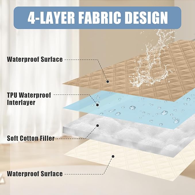 Smiry Waterproof Dog Bed Cover Pet Blanket, Soft Washable Dog Blanket for Furniture Bed Couch Sofa Reversible, Checkered (30"x80", Camel/Beige)