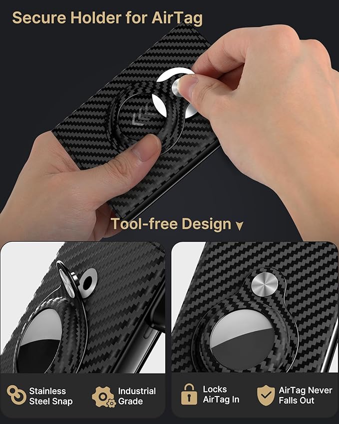 typecase Mens Wallet Card Holder for AirTag: Leather Smart Wallet for Men Compatible with Apple Air Tag, RFID Blocking, Slim, Minimalist - 9-14 Card Capacity | ID Window | Cash Slot (Orange)