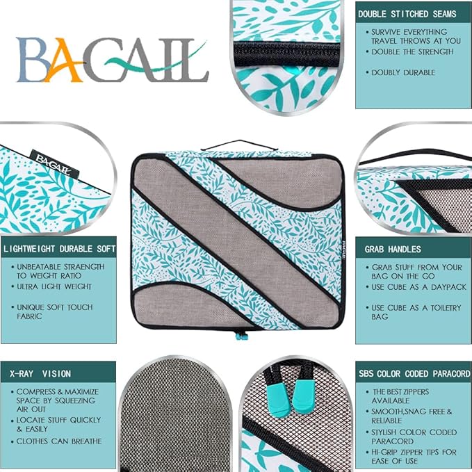 BAGAIL 6 Set Packing Cubes,Travel Luggage Packing Organizers