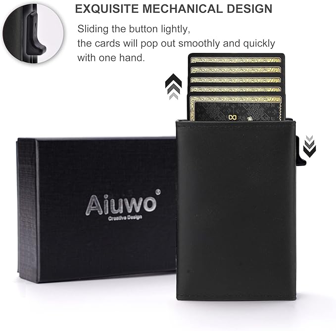 Aiuwo Airtag Wallet for Men,Mens Wallet Card Holder,Smart,Slim,Minimalist Wallet,Credit Cards Holder RFID Blocking Wallet (Airtag Wallet, Crazy Horse Black)