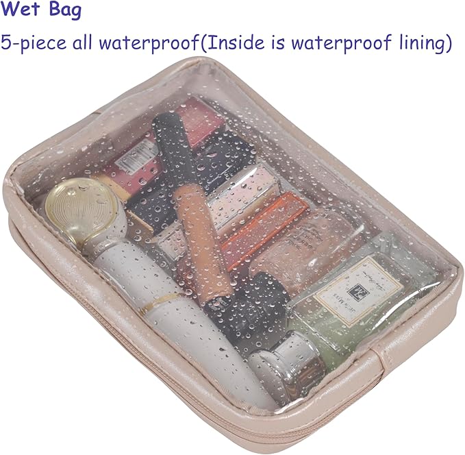 TSA Approved 5-Piece Diaper Bag Organizer Pouch Set Clear Waterproof TPU Kids Toiletry Storage Set Travel Packing Clutch Cube Bags for Baby Nursing