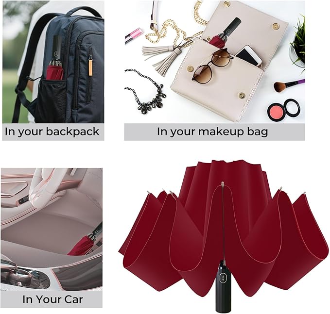 LLanxiry Compact Travel Umbrella, 44" Canopy, Automatic Open/Close Windproof Umbrella, 210T Pongee, 8-Rib Fiberglass, Travel Size Mini, Portable Rain/Sun Umbrellas UPF 50+ with Cover