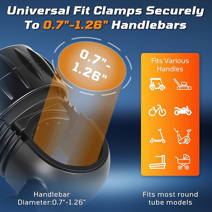 Golf Push Cart Phone Holder with Security Double Lock, Hands-Free 360° Rotatable Phone Mount Compatible with Clicgear, Sun Mountain, Caddy, Bag Boy,Golf Push Cart Accessories for Cell Phones